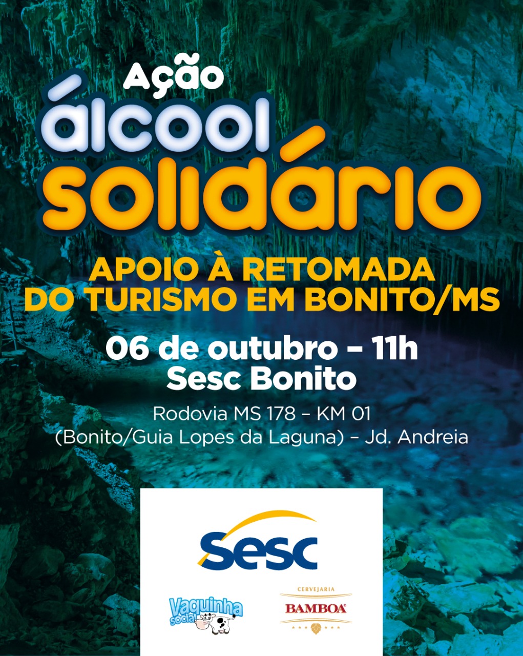 Alcohol Solidario. El Grupo RFK apoya la iniciativa de SESC en el regreso de las actividades de turismo en Bonito / MS